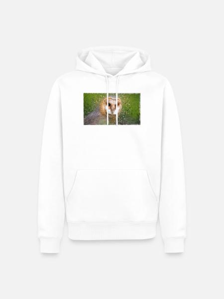 Schleiereule – Vogelillustration - Männer Premium Bio Hoodie - Weiß