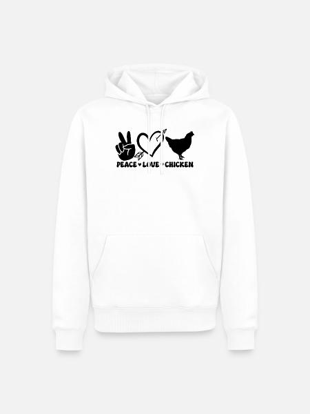 Peace Love Chicken - Männer Premium Bio Hoodie - Weiß