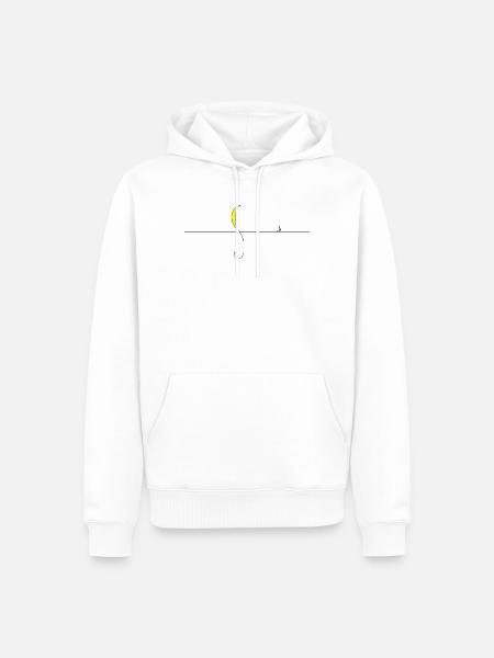 Nachtmond Silhouette Gelb Akzent - Männer Premium Bio Hoodie - Weiß