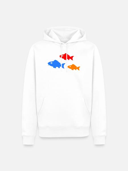 Bunte Fischsilhouetten Trio - Männer Premium Bio Hoodie - Weiß