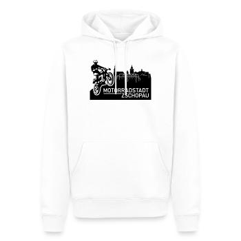 Motorradstadt Zschopau (Farbe änderbar) - Männer Premium Bio Hoodie - Weiß - Vorne - Nico (187cm)