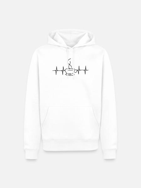 Kaffee EKG Herzschlag Tasse - Männer Premium Bio Hoodie - Weiß