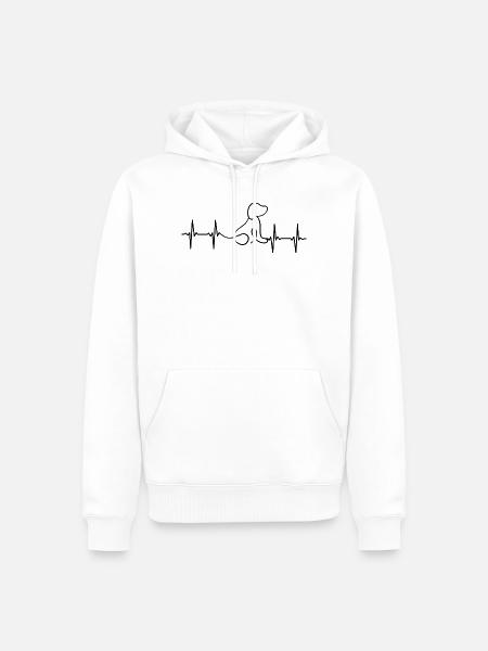 Hund EKG Herzschlag - Männer Premium Bio Hoodie - Weiß