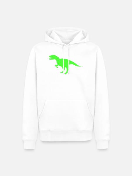 Neon-T-Rex Silhouette - Männer Premium Bio Hoodie - Weiß