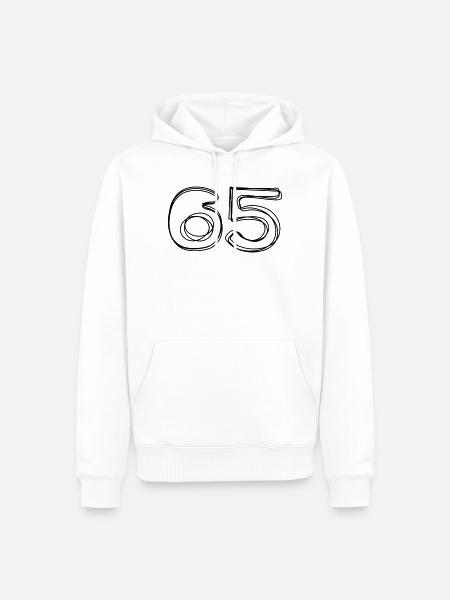 Zahl 65 handgezeichnet - Männer Premium Bio Hoodie - Weiß
