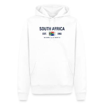South Africa - Südafrika - Flagge - Koordinaten - Männer Premium Bio Hoodie - Weiß - Vorne - Nico (187cm)