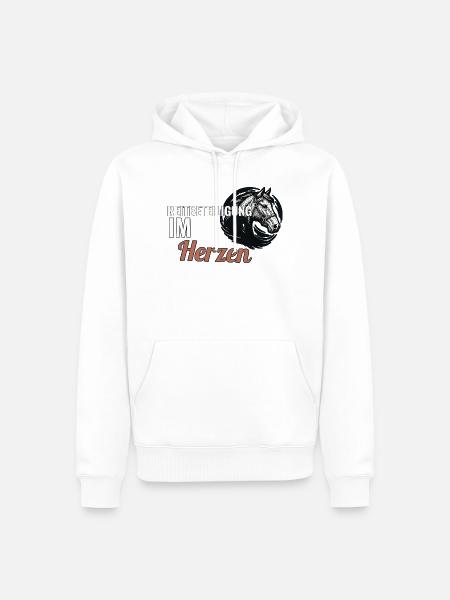 Reitbeteiligung im Herzen Geschenk für Pferdefreun - Männer Premium Bio Hoodie - Weiß