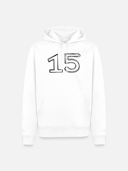 Zahl 15 handgezeichnet - Männer Premium Bio Hoodie - Weiß