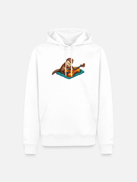 Otter repariert eine Geige - Männer Premium Bio Hoodie - Weiß