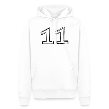 Zahl 11 handgezeichnet - Männer Premium Bio Hoodie - Weiß - Vorne - Nico (187cm)
