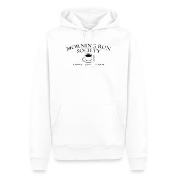 Morning Run Society – Lauf- und Kaffeeclub - Männer Premium Bio Hoodie - Weiß - Vorne - Nico (187cm)