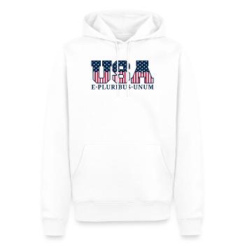 College USA Red White Blue Stars And Stripes Motto - Männer Premium Bio Hoodie - Weiß - Vorne - Nico (187cm)