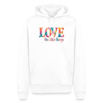 Love the little things – Bunter Aquarell-Spruch - Männer Premium Bio Hoodie - Weiß - Vorne - Nico (187cm)