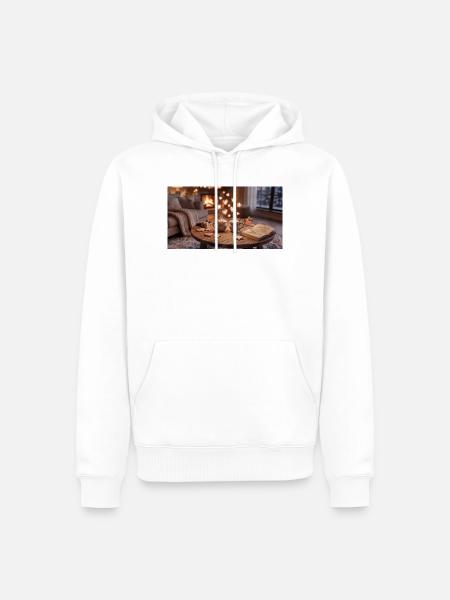 Kaminzauber Kuschelabend - Männer Premium Bio Hoodie - Weiß