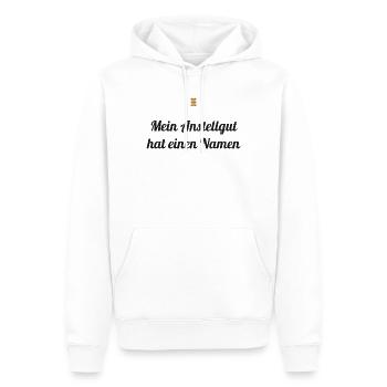 Mein Anstellgut hat einen Namen – Sauerteig Spruch - Männer Premium Bio Hoodie - Weiß - Vorne - Nico (187cm)