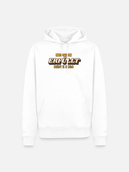 Mission erfüllt - Rente 2026 Retro - Männer Premium Bio Hoodie - Weiß