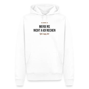 Morgens nicht ansprechen – Lebensgefahr - Männer Premium Bio Hoodie - Weiß - Vorne - Nico (187cm)