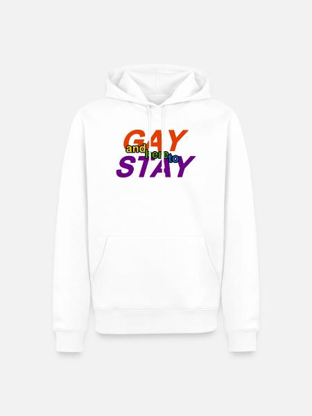 schwul und hier zum Bleiben - Männer Premium Bio Hoodie - Weiß