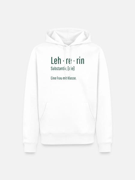 Lehrerin Substantiv Definition Schule Geschenk - Männer Premium Bio Hoodie - Weiß