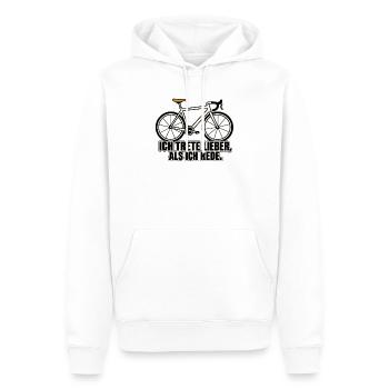 Ich trete lieber, als ich rede – Fahrrad - Männer Premium Bio Hoodie - Weiß - Vorne - Nico (187cm)