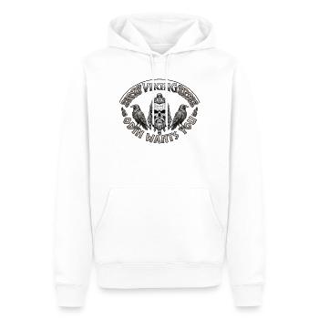 Viking Schädel mit Raben und Knoten - Männer Premium Bio Hoodie - Weiß - Vorne - Nico (187cm)