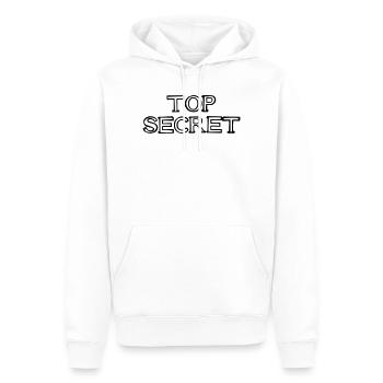 TOP SECRET Schriftzug handgezeichnet - Männer Premium Bio Hoodie - Weiß - Vorne - Nico (187cm)