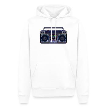 Pixel-Art Ghetto Blaster - Männer Premium Bio Hoodie - Weiß - Vorne - Nico (187cm)