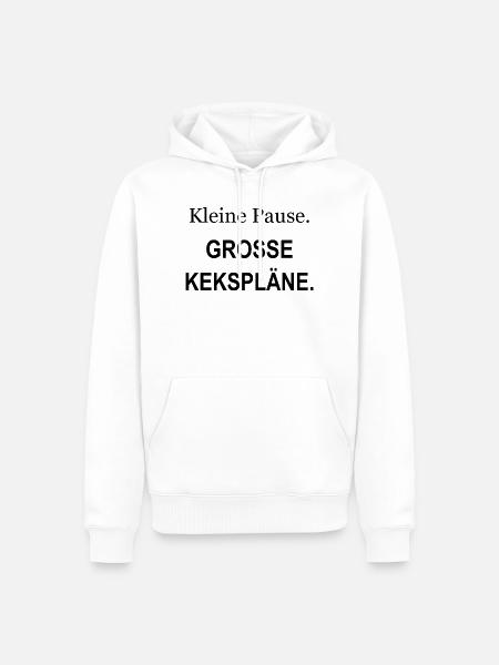 Kleine Pause – Große Kekspläne – schwarz - Männer Premium Bio Hoodie - Weiß