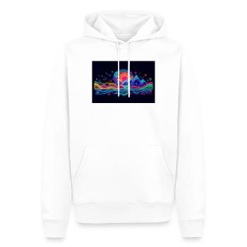 Retro Neon Neonlandschaft Berg & Sonne - Männer Premium Bio Hoodie - Weiß - Vorne - Nico (187cm)