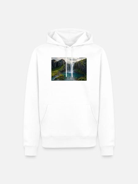 Wasserfallpfad - Männer Premium Bio Hoodie - Weiß