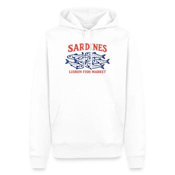 Vintage Lissabonner Fischmarkt Sardinen Portugal - Männer Premium Bio Hoodie - Weiß - Vorne - Nico (187cm)