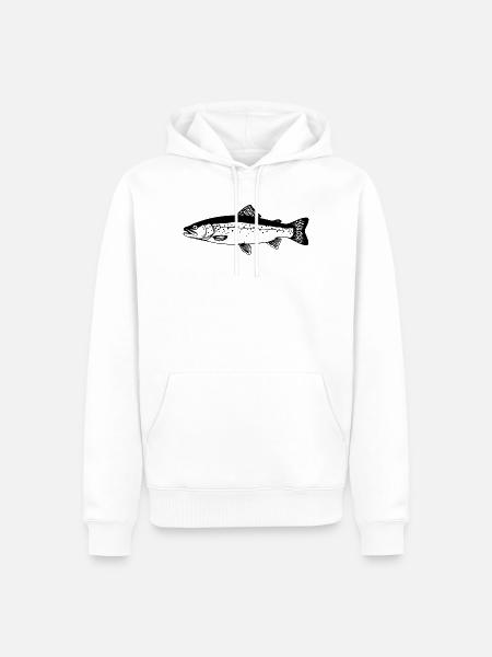 Forellen Angler Geschenk Idee Fliegenfischen - Männer Premium Bio Hoodie - Weiß