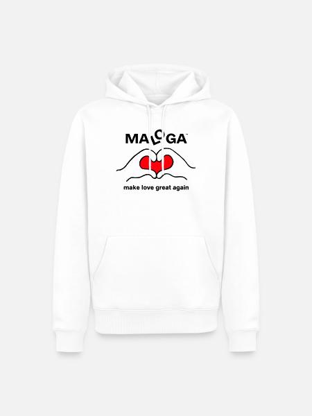 MALOGA - Make Love Great Again - Männer Premium Bio Hoodie - Weiß