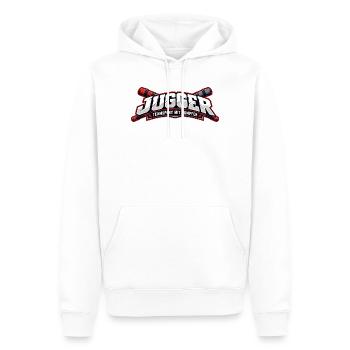 Jugger Teamlogo Banner RotSchwarz - Männer Premium Bio Hoodie - Weiß - Vorne - Nico (187cm)