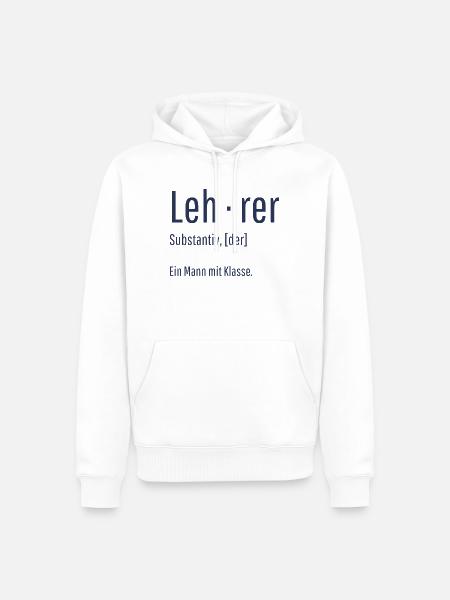 Lehrer Substantiv Definition Schule Geschenk - Männer Premium Bio Hoodie - Weiß