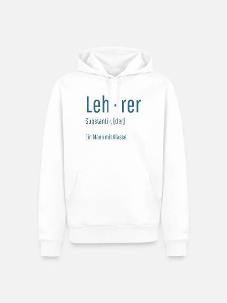 Lehrer Substantiv Definition Schule Geschenk - Männer Premium Bio Hoodie - Weiß