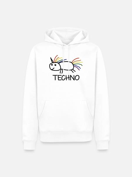 Techno Einhorn Geschenk - Männer Premium Bio Hoodie - Weiß