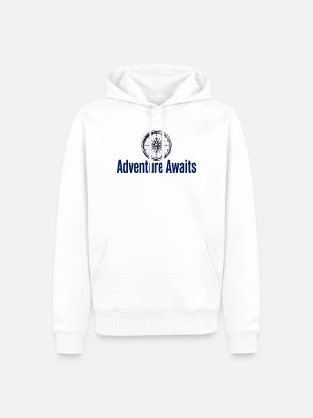 Abenteuer wartet auf den Kompass - Männer Premium Bio Hoodie - Weiß