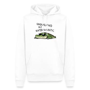 Unqualified but Enthusiastic – Lustiges Krokodil - Männer Premium Bio Hoodie - Weiß - Vorne - Nico (187cm)