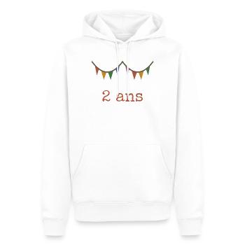 2. 2 JAHRE - Männer Premium Bio Hoodie - Weiß - Vorne - Nico (187cm)