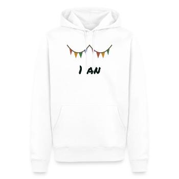 1. 1 Jahr. 1. JUBILÄUM. 1-JÄHRIGES JUBILÄUM - Männer Premium Bio Hoodie - Weiß - Vorne - Nico (187cm)
