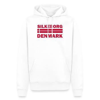 Text der Silkeborg-Dänemark-Flagge - Männer Premium Bio Hoodie - Weiß - Vorne - Nico (187cm)