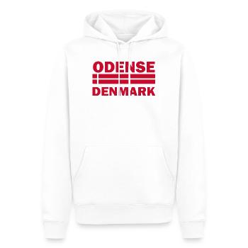 Odense, Dänemark Gestreifte Flagge - Männer Premium Bio Hoodie - Weiß - Vorne - Nico (187cm)