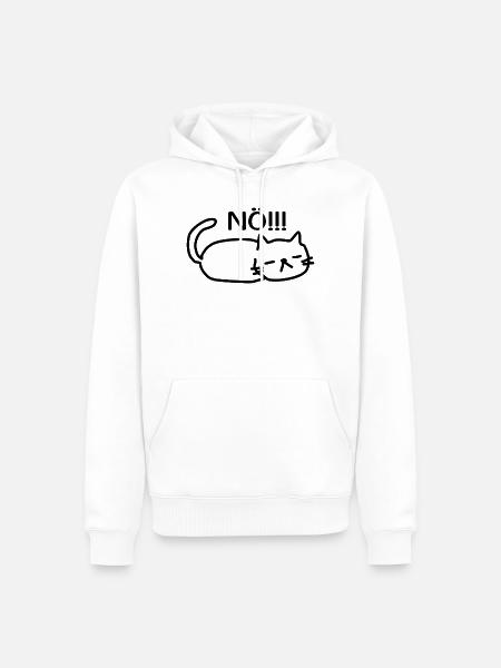 Nö Lustige Faule Katze - Männer Premium Bio Hoodie - Weiß