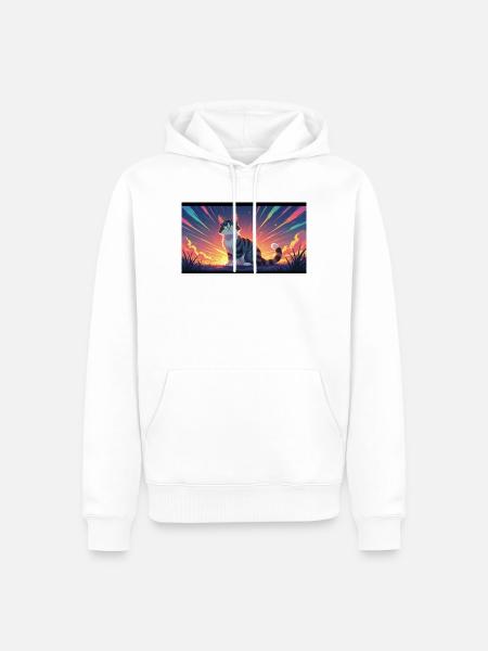 Katze im Abendlicht - Männer Premium Bio Hoodie - Weiß