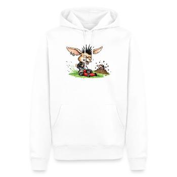 Punk Hase mit Rasenmäher gegen Maulwurf - Männer Premium Bio Hoodie - Weiß - Vorne - Nico (187cm)