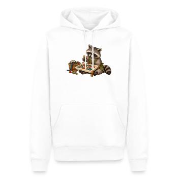 Waschbär zieht Wollschlingen - Männer Premium Bio Hoodie - Weiß - Vorne - Nico (187cm)
