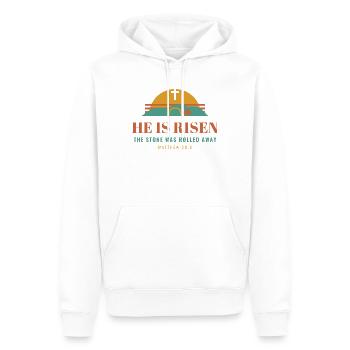 He Is Risen – Easter Christian Matthew 28:6 - Männer Premium Bio Hoodie - Weiß - Vorne - Nico (187cm)