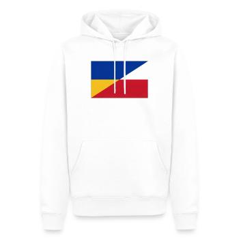 Ukraine-Polnische Flagge – Ukrainische und Polnische Einheit - Männer Premium Bio Hoodie - Weiß - Vorne - Nico (187cm)