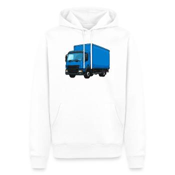 Blauer LKW Kraftvoller Transporter - Männer Premium Bio Hoodie - Weiß - Vorne - Nico (187cm)